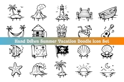 Hand Drawn Summer Vacation Doodle Icon Product Image 1