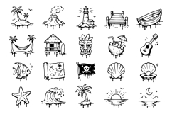Hand Drawn Summer Vacation Doodle Icon Product Image 2