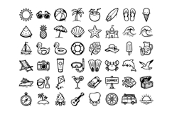 Hand Drawn Summer Vacation Icon Set Editable EPS | Tropical Product Image 2