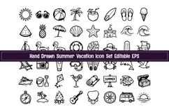 Hand Drawn Summer Vacation Icon Set Editable EPS | Tropical Product Image 1