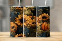 Hand Drawn Sunflowers and Pumpkins Tumbler Sublimation Wrap Product Image 1