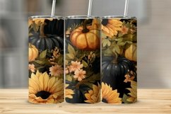Hand Drawn Sunflowers and Pumpkins Tumbler Sublimation Wrap Product Image 1
