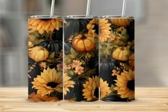 Hand Drawn Sunflowers and Pumpkins Tumbler Sublimation Wrap Product Image 1