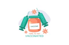 Hand drawn vaccination campaign label design Product Image 1