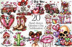 Hand drawn Valentine Sublimation Clipart Product Image 1
