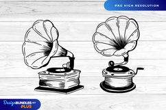 Hand Drawn Vintage Gramophone Clipart Product Image 1