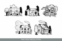 Hand Drawn Vintage House Clipart - Scrapbook Embellishment Product Image 1