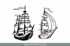 Hand Drawn Vintage Ship Clipart PNG Product Image 1