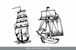 Hand Drawn Vintage Ship Clipart PNG Product Image 1