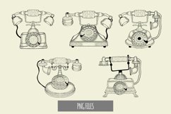 Hand Drawn Vintage Telephone Clipart Product Image 1