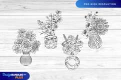 Hand Drawn Vintage Vase and Flowers Clipart Product Image 1