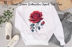 Hand-Drawn Watercolor Red Rose Clipart, Red Rose Mug Design Product Image 10