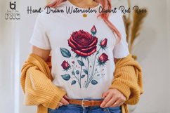 Hand-Drawn Watercolor Red Rose Clipart, Red Rose Mug Design Product Image 2