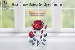 Hand-Drawn Watercolor Red Rose Clipart, Red Rose Mug Design Product Image 4