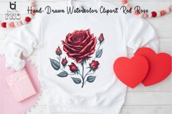Hand-Drawn Watercolor Red Rose Clipart, Red Rose Mug Design Product Image 5