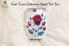 Hand-Drawn Watercolor Red Rose Clipart, Red Rose Mug Design Product Image 6