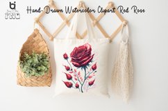 Hand-Drawn Watercolor Red Rose Clipart, Red Rose Mug Design Product Image 7