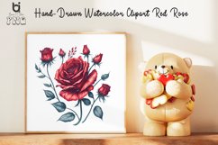 Hand-Drawn Watercolor Red Rose Clipart, Red Rose Mug Design Product Image 8