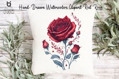 Hand-Drawn Watercolor Red Rose Clipart, Red Rose Mug Design Product Image 9