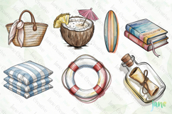 Hand-Drawn Watercolor Flat Lay Summer Clipart Product Image 2