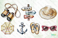 Hand-Drawn Watercolor Flat Lay Summer Clipart Product Image 4