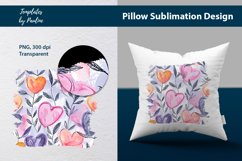 Hand-drawn watercolor hearts with leaves Pillow Cover printable background