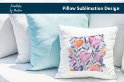 Hand-drawn watercolor hearts with leaves Pillow Cover printable background
