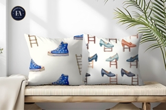 Shoes with Tiny Ladders Seamless Pattern Digital Paper Product Image 2