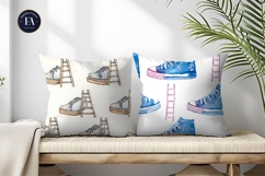 Watercolor Shoes with Tiny Ladders Seamless Digital Paper Product Image 2