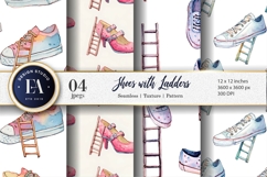 Shoes with Tiny Ladders Seamless Pattern Digital Paper Product Image 1