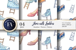 Watercolor Shoes with Tiny Ladders Seamless Digital Paper Product Image 1