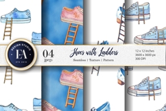 Watercolor Shoes with Tiny Ladders Seamless Digital Paper Product Image 1