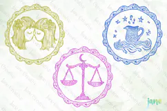 Hand Drawn Zodiac Air Signs SVG PNG Product Image 1
