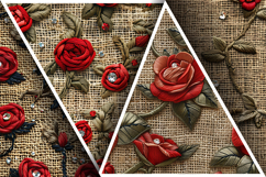 Hand Embroidered Red Roses Bullion Knot Stitch Floral Design Product Image 3