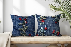 Hand Embroidery Holly Berries Digital Paper Product Image 2