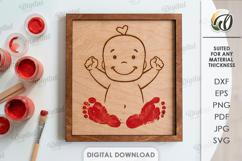 3D Footprint sign Laser Cut. Baby wall decor SVG Product Image 1