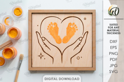3D Footprint sign Laser Cut. Baby wall decor SVG Product Image 1