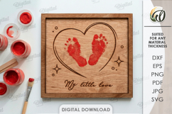 3D Footprint sign Laser Cut. Baby wall decor SVG Product Image 1