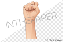 Clenched Fist Hand Gesture Cartoon Clipart PNG Illustration Product Image 1