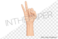 Two Fingers Pointing Up Hand Gesture Cartoon Clipart PNG Ill Product Image 1