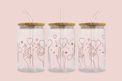 hand heart magical whimsical libbey beer can glass full wrap svg presized template for 16oz and 20oz glass for Cricut Silhouette and sublimation