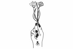 Hand Holding Flowers Svg, Floral woman svg, Holding bouquet Product Image 1
