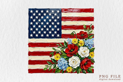 Hand-Painted Floral American Flag PNG Product Image 1