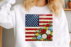 Hand-Painted Floral American Flag PNG Product Image 2