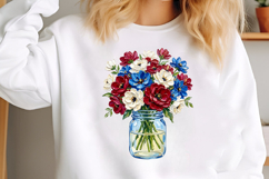 Hand Painted Patriotic Flower Jar PNG Product Image 2