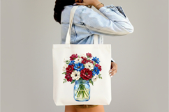 Hand Painted Patriotic Flower Jar PNG Product Image 3