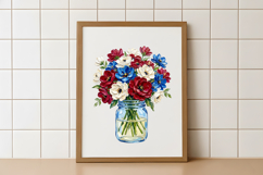 Hand Painted Patriotic Flower Jar PNG Product Image 4