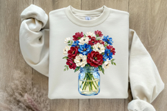 Hand Painted Patriotic Flower Jar PNG Product Image 5
