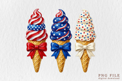 Hand-Painted Patriotic Ice Cream Cones PNG Product Image 1