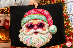 Pastel Santa Christmas PNG | Colorful Sunglasses Santa Png Product Image 1